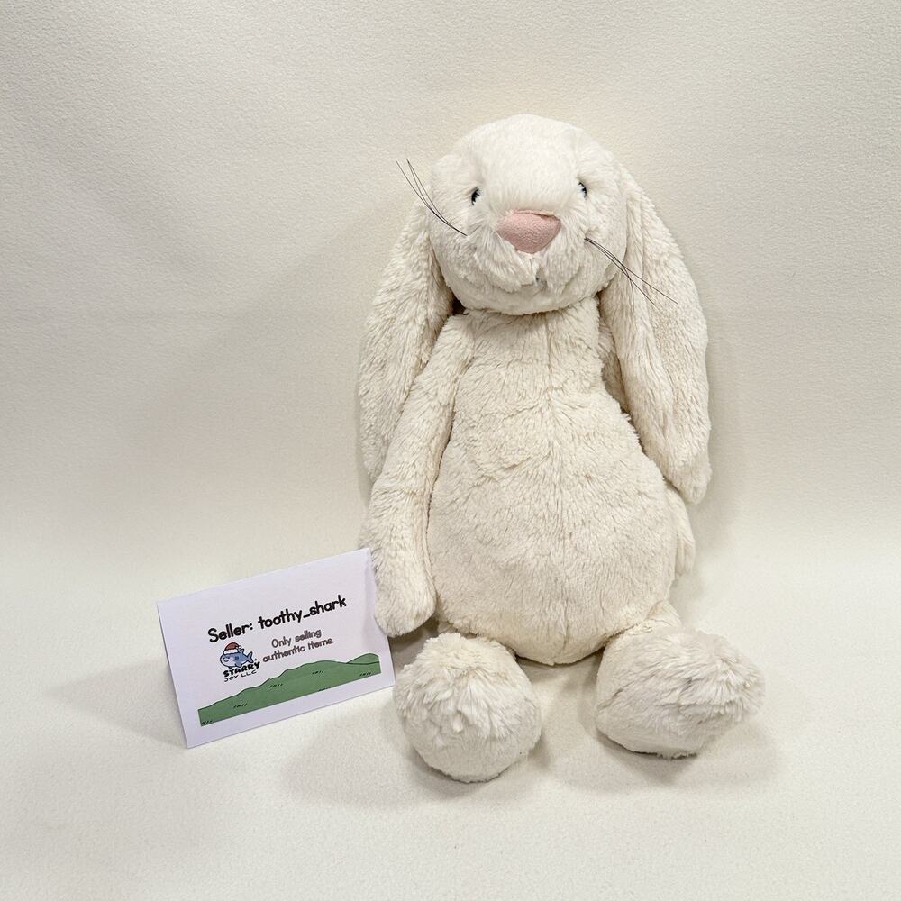 Jellycat LARGE Cream Bunny With Whiskers - Good Used Condition - Retired & Rare